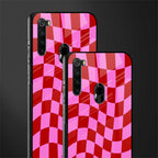 red pink trippy check pattern glass case for redmi note 8 image-2