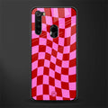 red pink trippy check pattern glass case for redmi note 8 image