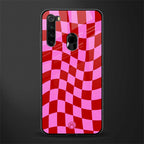 red pink trippy check pattern glass case for redmi note 8 image
