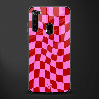 red pink trippy check pattern glass case for redmi note 8 image