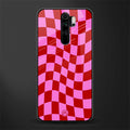 red pink trippy check pattern glass case for redmi note 8 pro image
