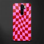 red pink trippy check pattern glass case for redmi note 8 pro image