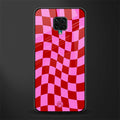 red pink trippy check pattern glass case for poco m2 pro image
