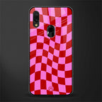 red pink trippy check pattern glass case for redmi note 7s image