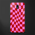 red pink trippy check pattern glass case for redmi 8a image