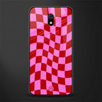 red pink trippy check pattern glass case for redmi 8a image