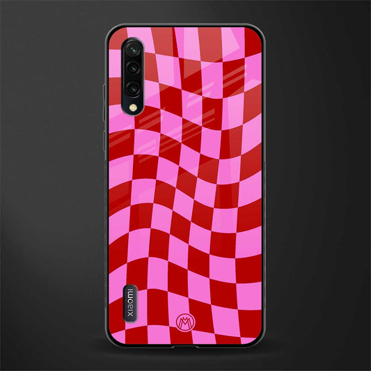 red pink trippy check pattern glass case for mi a3 redmi a3 image