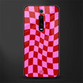 red pink trippy check pattern glass case for redmi k20 image