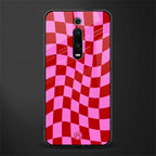red pink trippy check pattern glass case for redmi k20 pro image