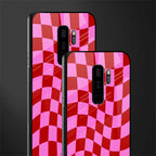 red pink trippy check pattern glass case for samsung galaxy s9 plus image-2