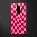 red pink trippy check pattern glass case for samsung galaxy s9 plus image