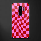 red pink trippy check pattern glass case for samsung galaxy s9 plus image