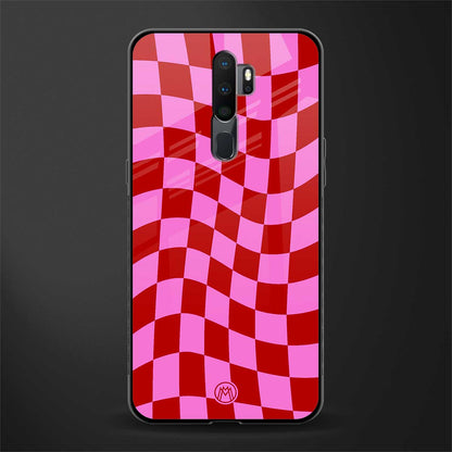 red pink trippy check pattern glass case for oppo a5 2020 image