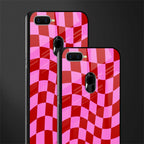 red pink trippy check pattern glass case for oppo a7 image-2