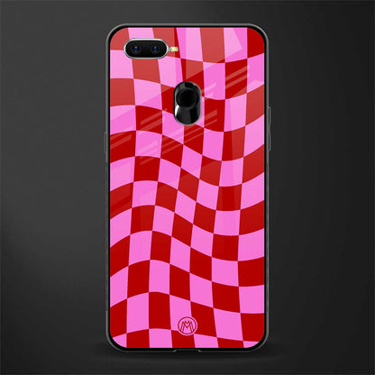 red pink trippy check pattern glass case for realme 2 pro image