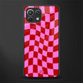 red pink trippy check pattern glass case for mi 11 lite image