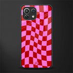 red pink trippy check pattern glass case for mi 11 lite image