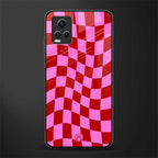 red pink trippy check pattern back phone cover | glass case for vivo y73