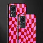 red pink trippy check pattern glass case for vivo x60 pro image-2