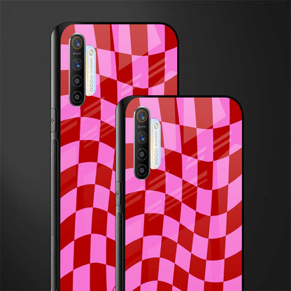 red pink trippy check pattern glass case for realme x2 image-2