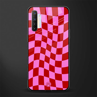 red pink trippy check pattern glass case for realme x2 image