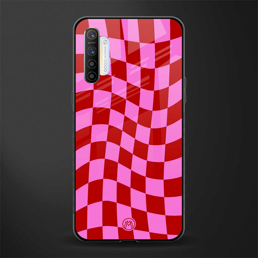 red pink trippy check pattern glass case for realme x2 image