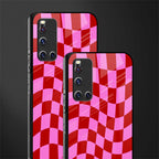 red pink trippy check pattern glass case for vivo v19 image-2