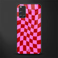 red pink trippy check pattern glass case for vivo v19 image