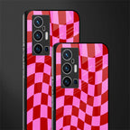 red pink trippy check pattern glass case for vivo x70 pro plus image-2