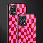 red pink trippy check pattern glass case for realme 9 4g image-2
