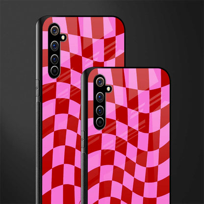 red pink trippy check pattern glass case for realme x50 pro image-2