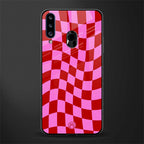 red pink trippy check pattern glass case for samsung galaxy a20s image