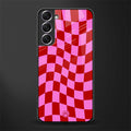 red pink trippy check pattern glass case for samsung galaxy s21 fe 5g image