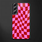 red pink trippy check pattern glass case for samsung galaxy s22 plus 5g image