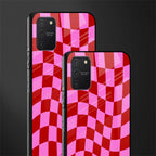 red pink trippy check pattern glass case for samsung galaxy s10 lite image-2
