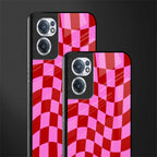 red pink trippy check pattern glass case for oneplus nord ce 2 5g image-2