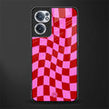 red pink trippy check pattern glass case for oneplus nord ce 2 5g image