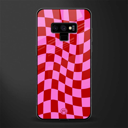 red pink trippy check pattern glass case for samsung galaxy note 9 image