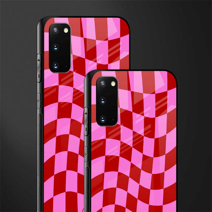 red pink trippy check pattern glass case for samsung galaxy s20 image-2