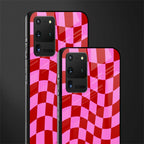 red pink trippy check pattern glass case for samsung galaxy s20 ultra image-2