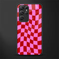 red pink trippy check pattern glass case for samsung galaxy s22 ultra 5g image