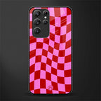 red pink trippy check pattern glass case for samsung galaxy s22 ultra 5g image