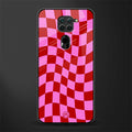 red pink trippy check pattern glass case for redmi note 9 image