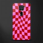 red pink trippy check pattern glass case for redmi note 9 image