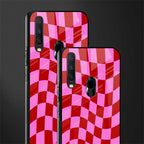 red pink trippy check pattern glass case for vivo y17 image-2
