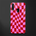 red pink trippy check pattern glass case for vivo y17 image