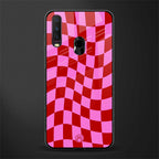 red pink trippy check pattern glass case for vivo y12 image