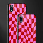 red pink trippy check pattern glass case for vivo y91i image-2