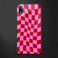 red pink trippy check pattern glass case for vivo y91i image