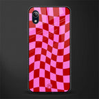 red pink trippy check pattern glass case for vivo y91i image